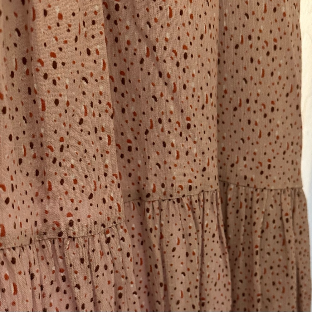 Pink Dot Print Ruffle Maternity Midi Dress - Picture 6 of 6